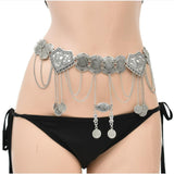 Maxbell 2xFashion Women Waist Chain Belly Dance Belt Costume Tassels Girls Alloy Silver