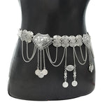Maxbell 2xFashion Women Waist Chain Belly Dance Belt Costume Tassels Girls Alloy Silver