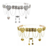 Maxbell 2xFashion Women Waist Chain Belly Dance Belt Costume Tassels Girls Alloy Silver