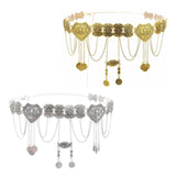 Maxbell 2xFashion Women Waist Chain Belly Dance Belt Costume Tassels Girls Alloy Silver