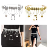 Maxbell 2xFashion Women Waist Chain Belly Dance Belt Costume Tassels Girls Alloy Silver