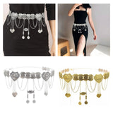 Maxbell 4xFashion Women Waist Chain Belly Dance Belt Costume Tassels Girls Alloy Silver