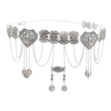 Maxbell 2xFashion Women Waist Chain Belly Dance Belt Costume Tassels Girls Alloy Silver