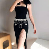 Maxbell 3xFashion Women Waist Chain Belly Dance Belt Costume Tassels Girls Alloy Silver