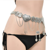 Maxbell 4xFashion Women Waist Chain Belly Dance Belt Costume Tassels Girls Alloy Silver