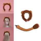 Maxbell 2xLion Tail Ears Plush Costume Set Fancy Dress Jungle for Show Carnival Stage