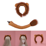 Maxbell 2xLion Tail Ears Plush Costume Set Fancy Dress Jungle for Show Carnival Stage