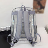 Maxbell 2xTransparent Backpack 2 Way Zip Reinforced Strap Durable for Sports Men Grey
