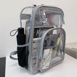 Maxbell 2xTransparent Backpack 2 Way Zip Reinforced Strap Durable for Sports Men Grey