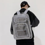 Maxbell 2xTransparent Backpack 2 Way Zip Reinforced Strap Durable for Sports Men Grey