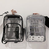 Maxbell 2xTransparent Backpack 2 Way Zip Reinforced Strap Durable for Sports Men Grey