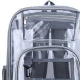 Maxbell 2xTransparent Backpack 2 Way Zip Reinforced Strap Durable for Sports Men Grey