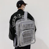 Maxbell 2xTransparent Backpack 2 Way Zip Reinforced Strap Durable for Sports Men Grey