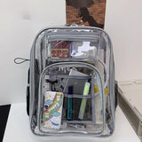 Maxbell 2xTransparent Backpack 2 Way Zip Reinforced Strap Durable for Sports Men Grey