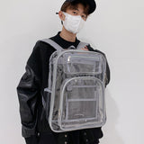 Maxbell 2xTransparent Backpack 2 Way Zip Reinforced Strap Durable for Sports Men Grey