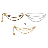 Maxbell 3xWaist Chain Belt Multilayer Trendy Fashion Charms for Dresses Gift Female White