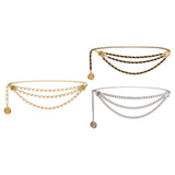 Maxbell 4xWaist Chain Belt Multilayer Trendy Fashion Charms for Dresses Gift Female White