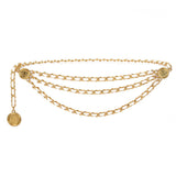 Maxbell 3xWaist Chain Belt Multilayer Trendy Fashion Charms for Dresses Gift Female White