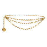 Maxbell 3xWaist Chain Belt Multilayer Trendy Fashion Charms for Dresses Gift Female White