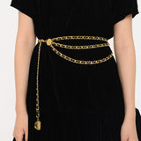 Maxbell 4xWaist Chain Belt Multilayer Trendy Fashion Charms for Dresses Gift Female White