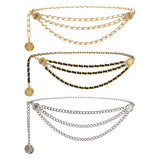 Maxbell 2xWaist Chain Belt Multilayer Trendy Fashion Charms for Dresses Gift Female White