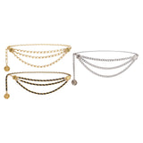 Maxbell 3xWaist Chain Belt Multilayer Trendy Fashion Charms for Dresses Gift Female White
