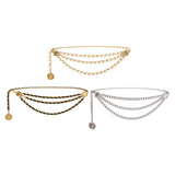 Maxbell 3xWaist Chain Belt Multilayer Trendy Fashion Charms for Dresses Gift Female White