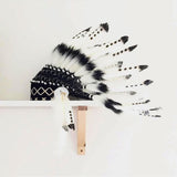 Maxbell 2xAmerican Chief Indian Hat Feather Headdress Photo Props for Stage Cosplay Black