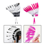 Maxbell 2xAmerican Chief Indian Hat Feather Headdress Photo Props for Stage Cosplay Black