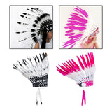 Maxbell 2xAmerican Chief Indian Hat Feather Headdress Photo Props for Stage Cosplay Black
