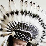 Maxbell 2xAmerican Chief Indian Hat Feather Headdress Photo Props for Stage Cosplay Black