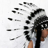 Maxbell 2xAmerican Chief Indian Hat Feather Headdress Photo Props for Stage Cosplay Black