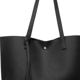 Maxbell 2xFashion Women Leather Tote Purse Set Shoulder Bag Large Capacity Womens Bags Black