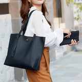 Maxbell 2xFashion Women Leather Tote Purse Set Shoulder Bag Large Capacity Womens Bags Black