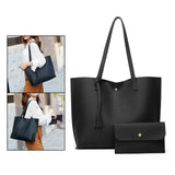 Maxbell 2xFashion Women Leather Tote Purse Set Shoulder Bag Large Capacity Womens Bags Black
