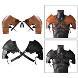 Maxbell 2xFaux Leather Medieval Shoulder Pauldron Knight for Costume Accessory Party Brown