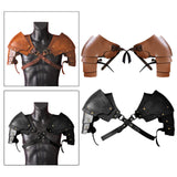 Maxbell 2xFaux Leather Medieval Shoulder Pauldron Knight for Costume Accessory Party Brown