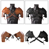 Maxbell 2xFaux Leather Medieval Shoulder Pauldron Knight for Costume Accessory Party Brown