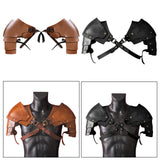 Maxbell 2xFaux Leather Medieval Shoulder Pauldron Knight for Costume Accessory Party Brown