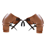 Maxbell 2xFaux Leather Medieval Shoulder Pauldron Knight for Costume Accessory Party Brown
