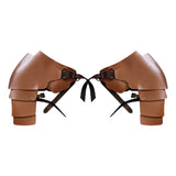 Maxbell 2xFaux Leather Medieval Shoulder Pauldron Knight for Costume Accessory Party Brown