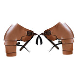 Maxbell 2xFaux Leather Medieval Shoulder Pauldron Knight for Costume Accessory Party Brown
