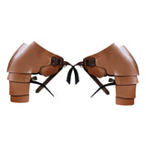 Maxbell 2xFaux Leather Medieval Shoulder Pauldron Knight for Costume Accessory Party Brown
