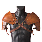 Maxbell 2xFaux Leather Medieval Shoulder Pauldron Knight for Costume Accessory Party Brown
