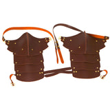 Maxbell 2xFaux Leather Medieval Shoulder Pauldron Knight for Costume Accessory Party Brown