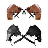 Maxbell 2xFaux Leather Medieval Shoulder Pauldron Knight for Costume Accessory Party Brown