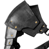 Maxbell 2xFaux Leather Medieval Shoulder Pauldron Knight for Costume Accessory Party Black