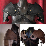 Maxbell 2xFaux Leather Medieval Shoulder Pauldron Knight for Costume Accessory Party Black