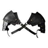 Maxbell 2xFaux Leather Medieval Shoulder Pauldron Knight for Costume Accessory Party Black