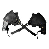 Maxbell 2xFaux Leather Medieval Shoulder Pauldron Knight for Costume Accessory Party Black